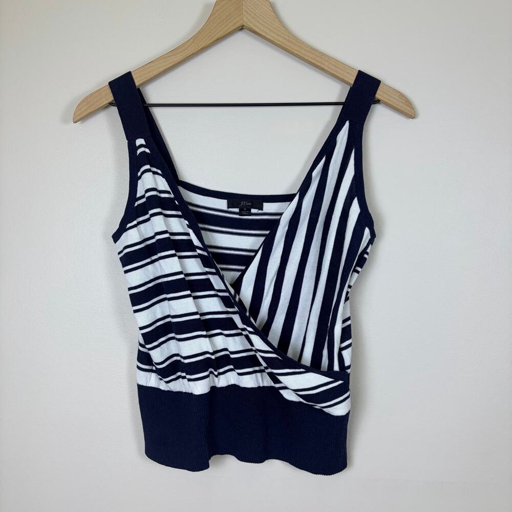 J.Crew Navy White Striped Wrap Sweater Tank Top Women’s Small